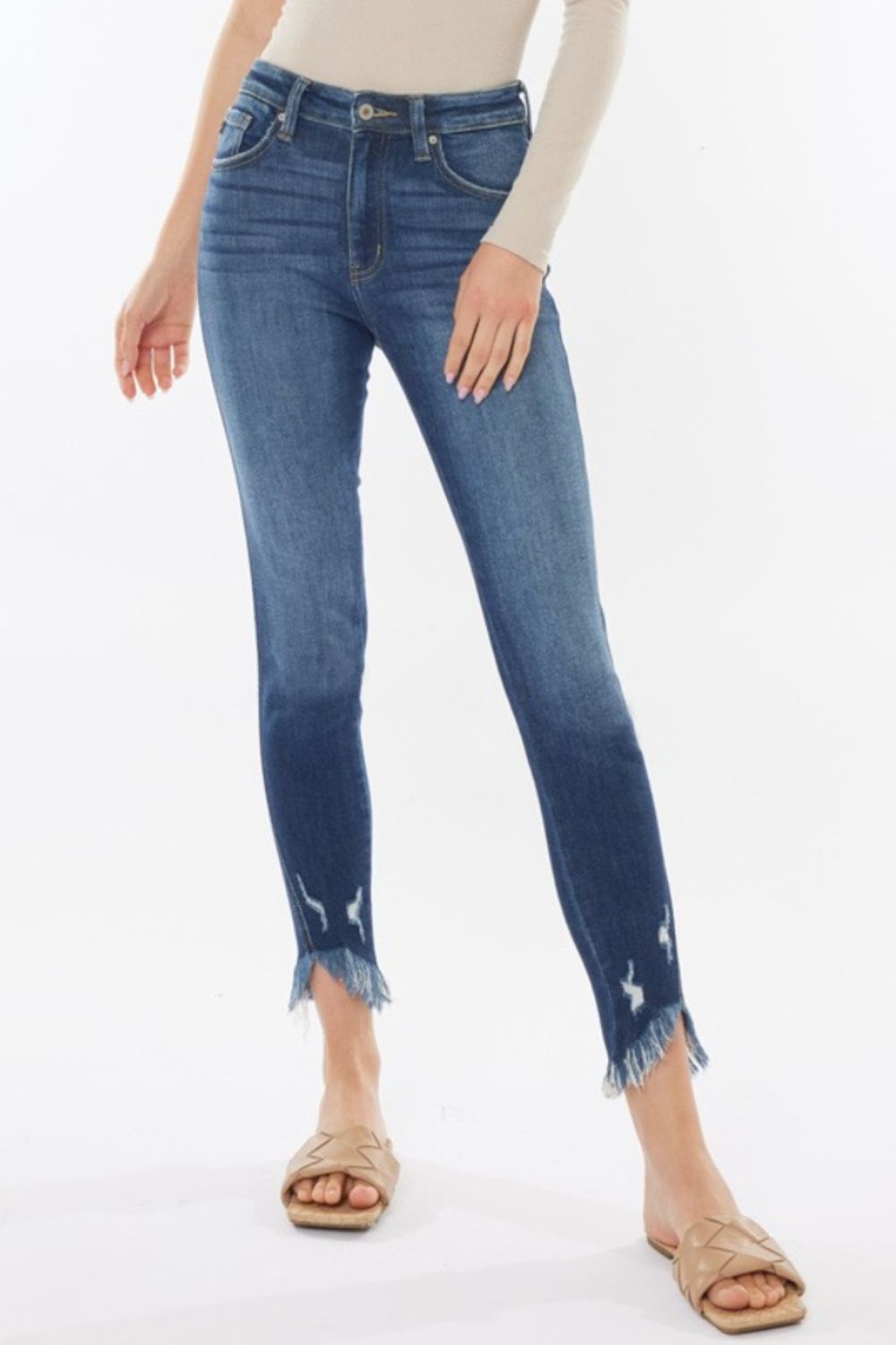 Kancan Raw Hem High Waist Cropped Jeans SZ 0-15