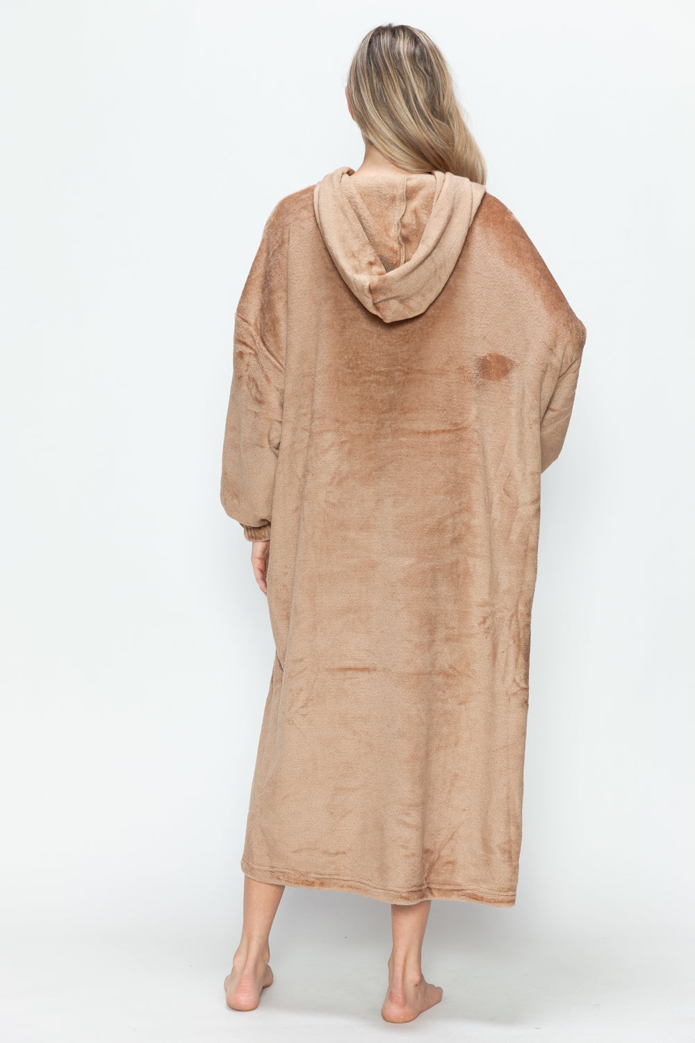 Double Take Pocketed Hooded Midi Lounge Dress