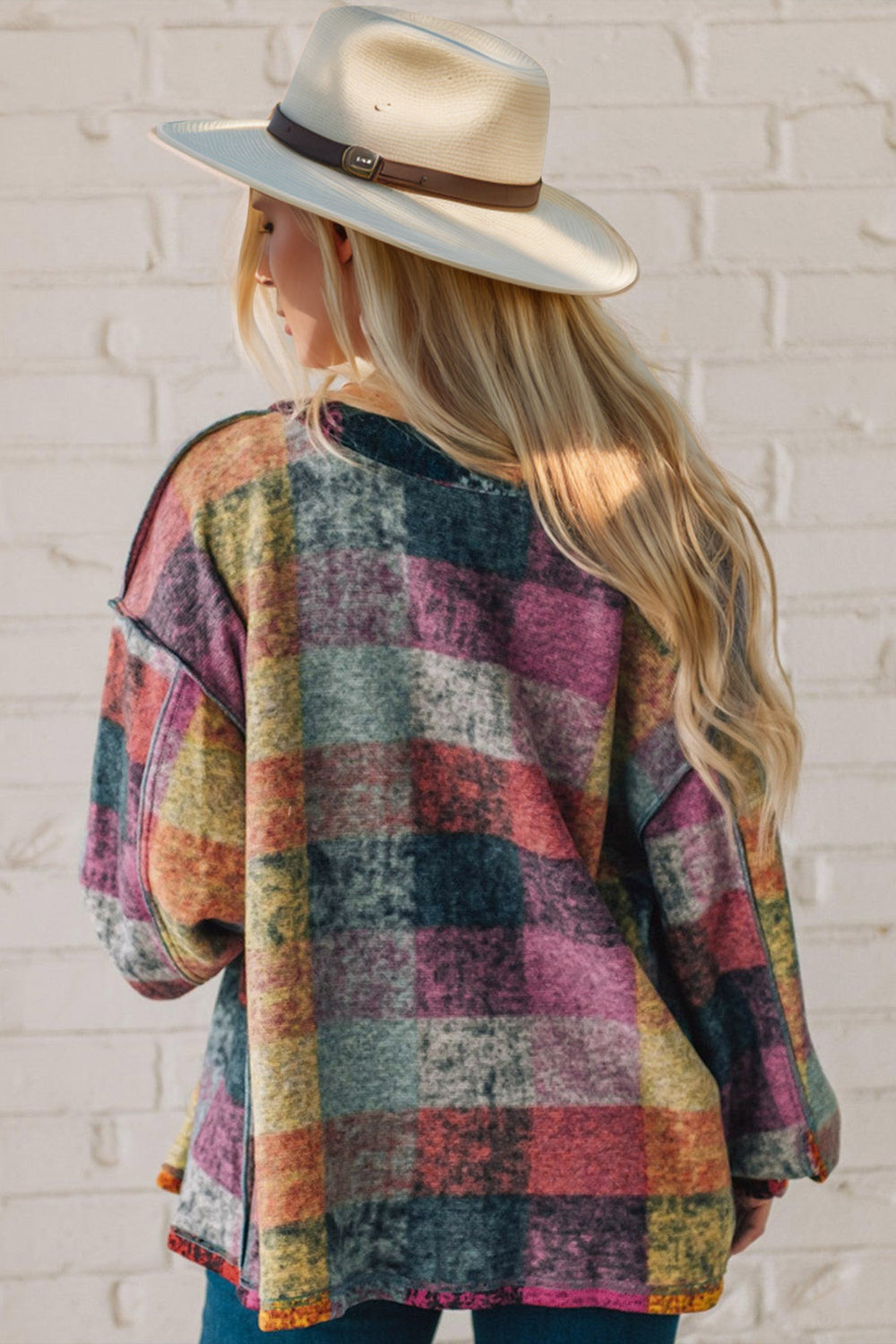 Double Take Exposed Seam Button Up Fleece Shacket