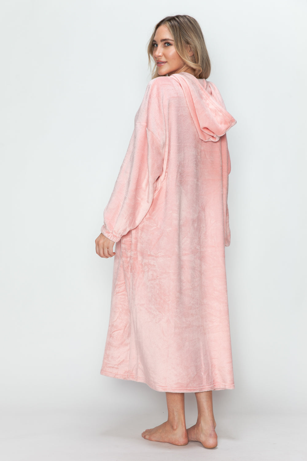 Double Take Pocketed Hooded Midi Lounge Dress