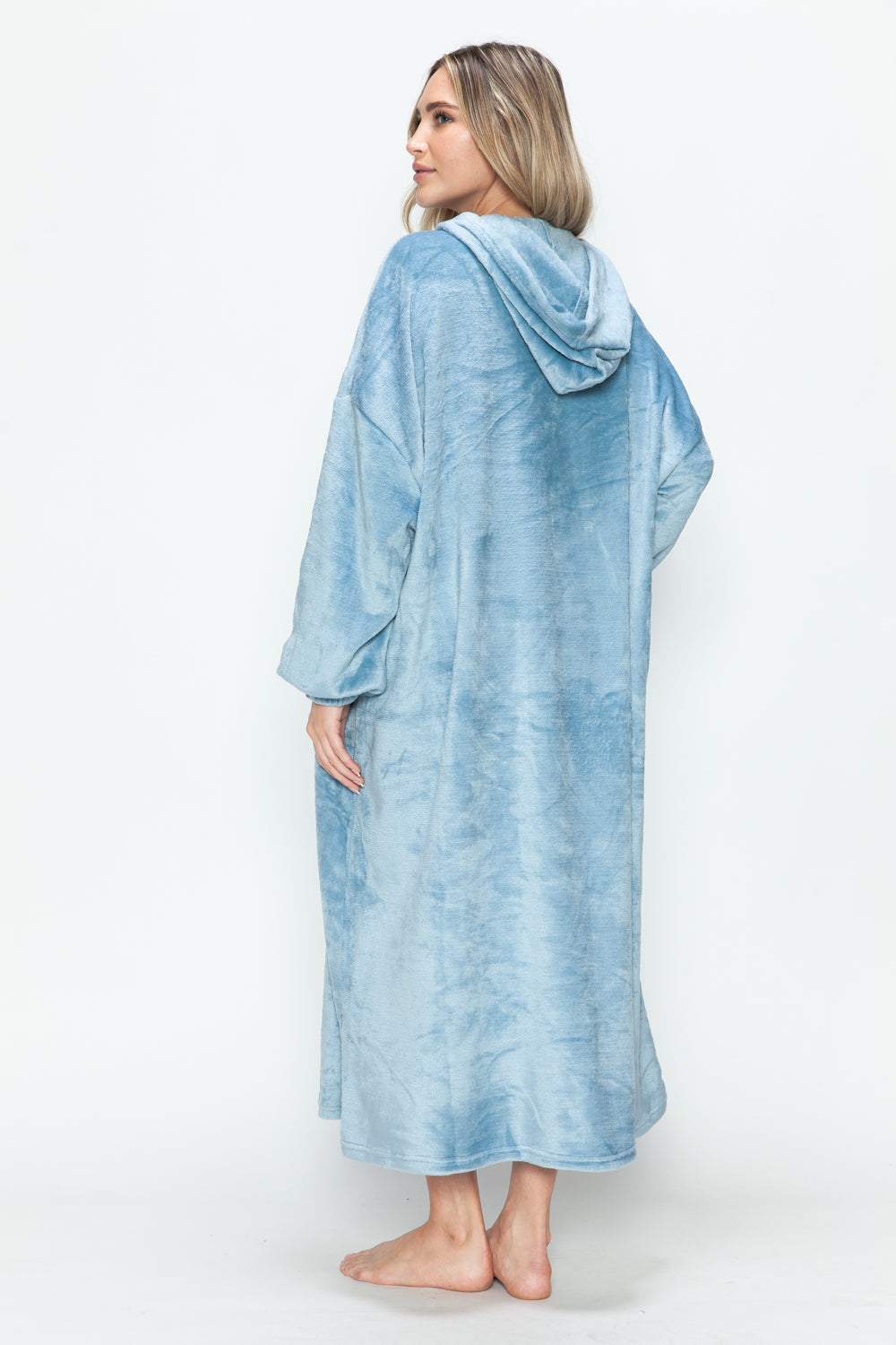 Double Take Pocketed Hooded Midi Lounge Dress