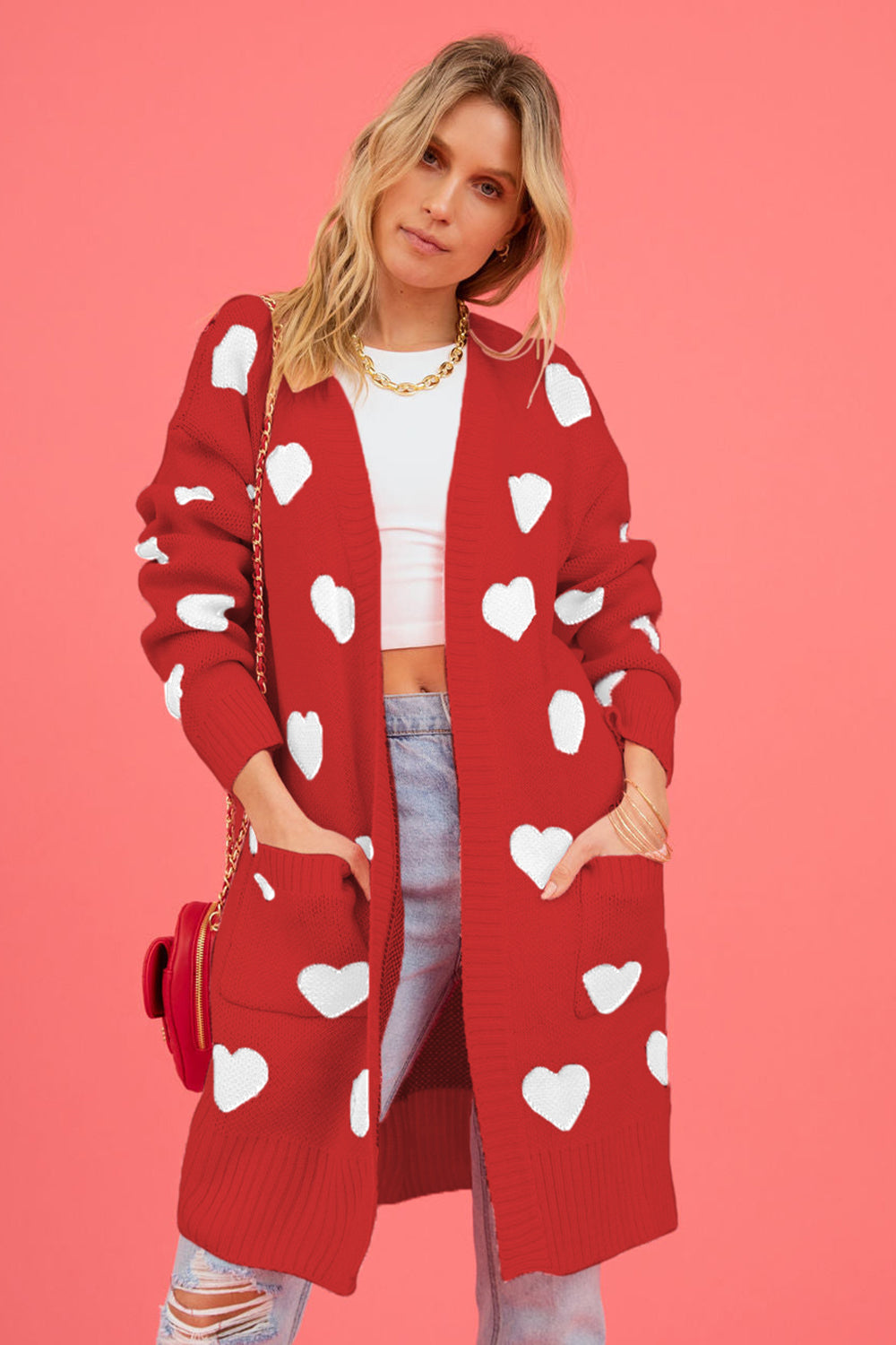 SALE Heart Graphic Cardigan with Pockets was 39.99
