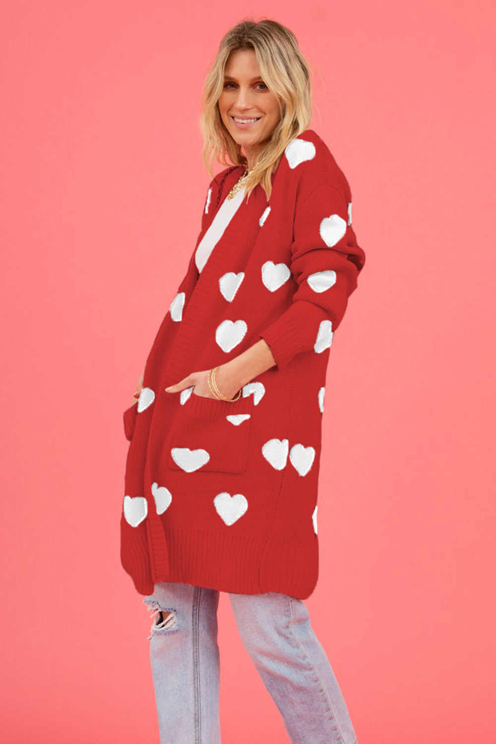 SALE Heart Graphic Cardigan with Pockets was 39.99