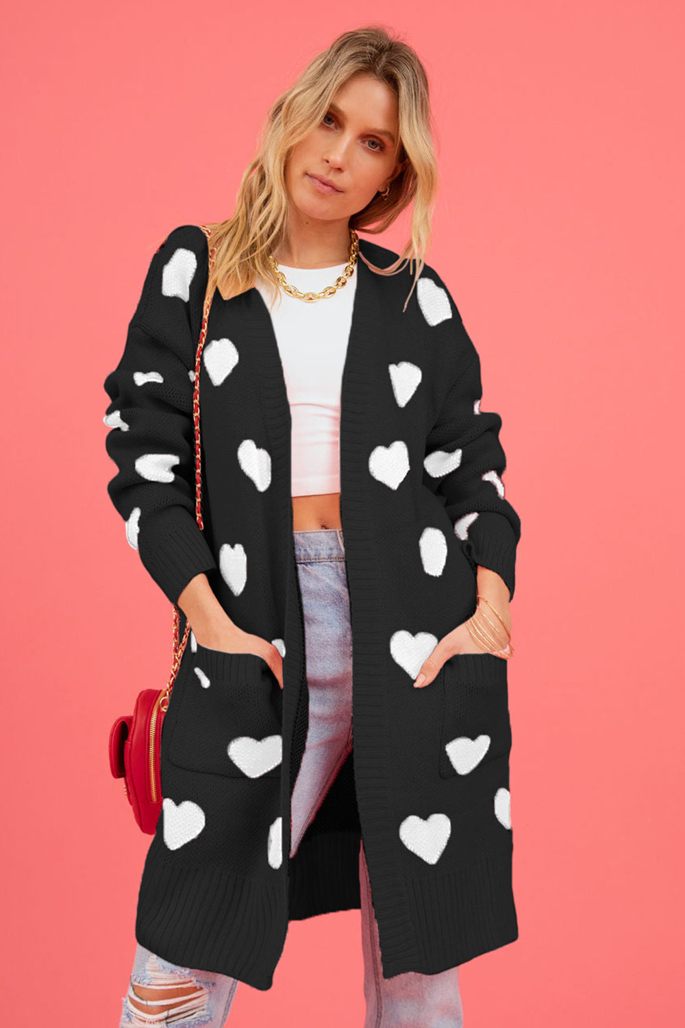 SALE Heart Graphic Cardigan with Pockets was 39.99