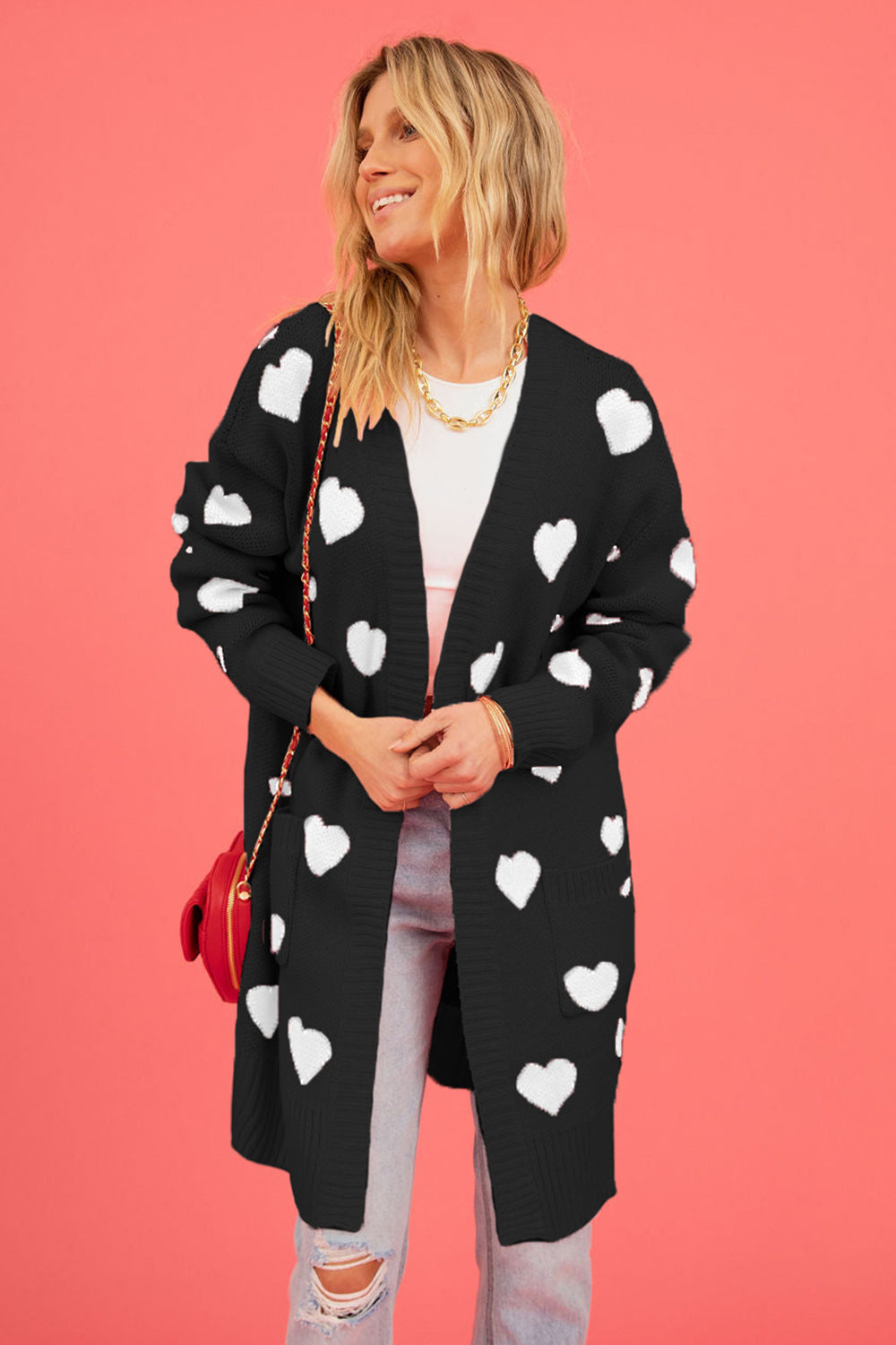 SALE Heart Graphic Cardigan with Pockets was 39.99