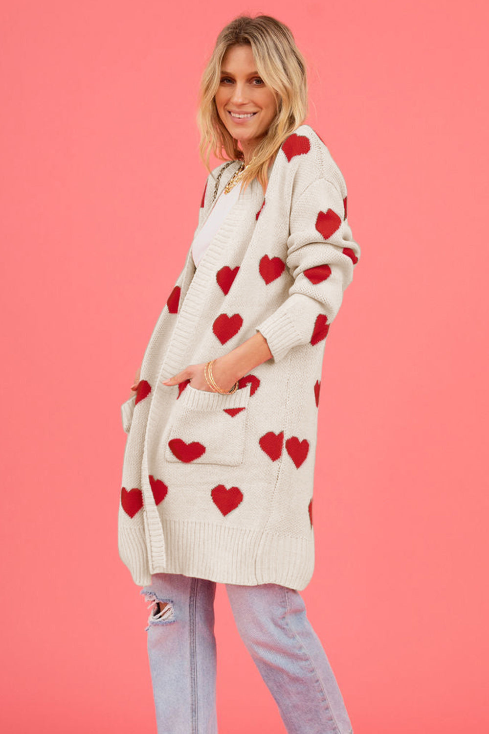 SALE Heart Graphic Cardigan with Pockets was 39.99