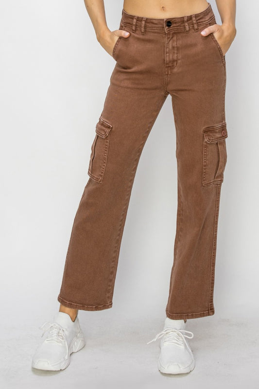 Risen High Rise Cargo Jeans SZ S-3XL