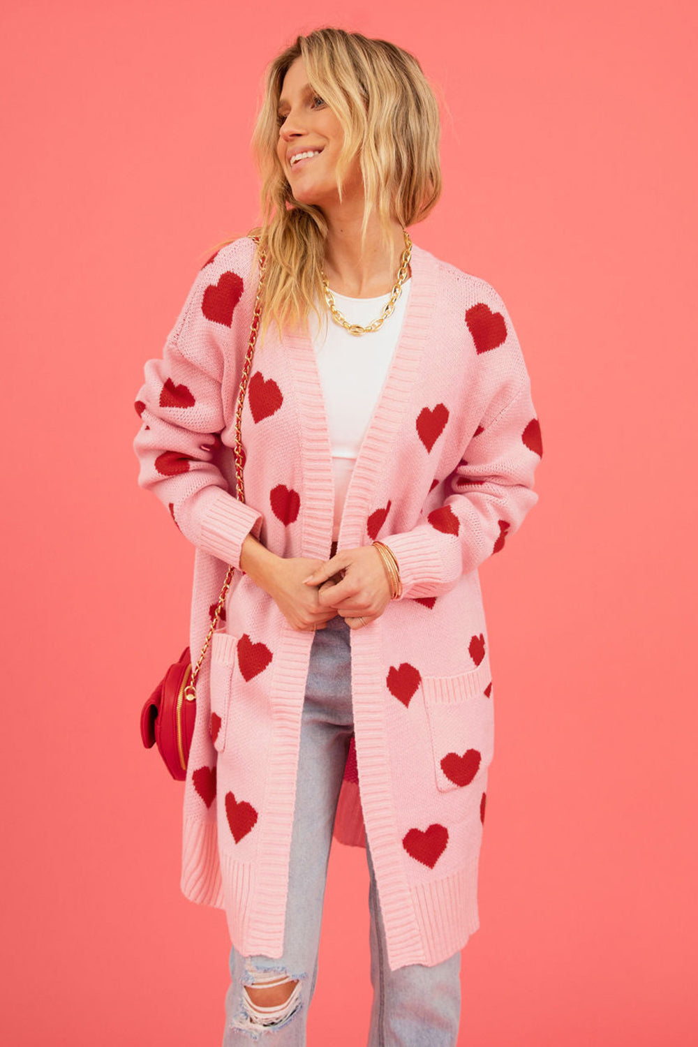SALE Heart Graphic Cardigan with Pockets was 39.99
