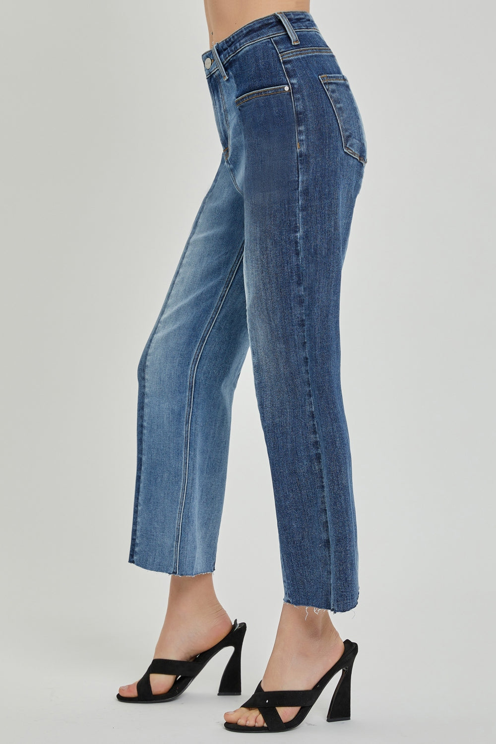RISEN Mid-Rise Waist Two-Tones Jeans with Pockets SZ 0-3XL