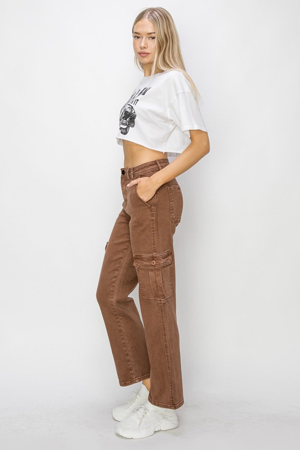 Risen High Rise Cargo Jeans SZ S-3XL