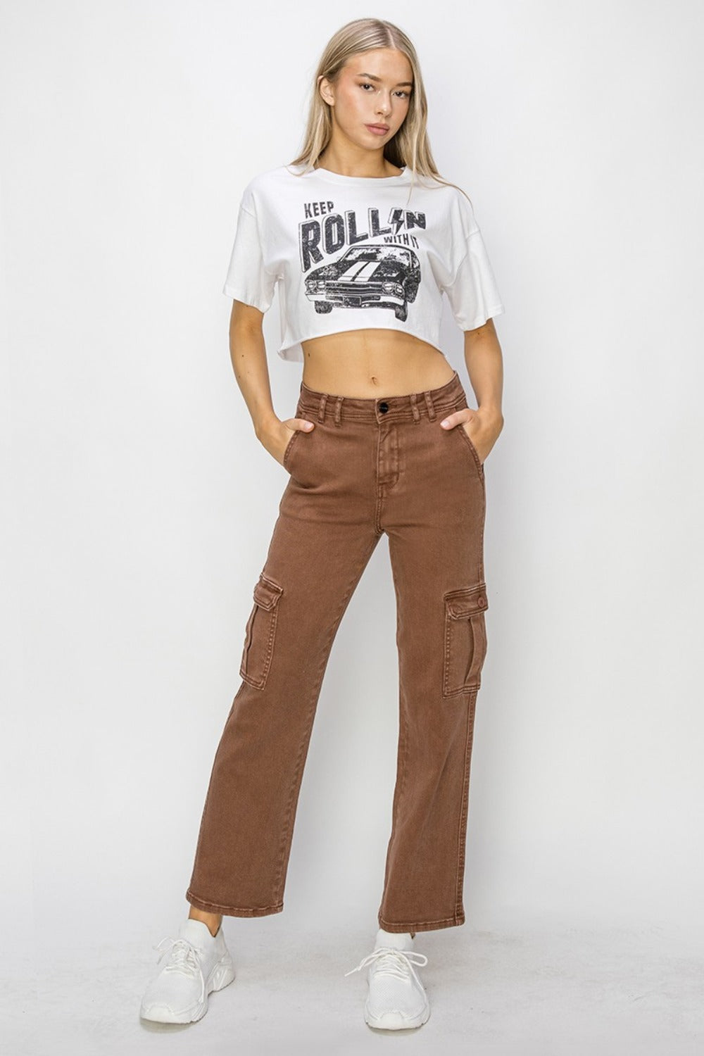 Risen High Rise Cargo Jeans SZ S-3XL