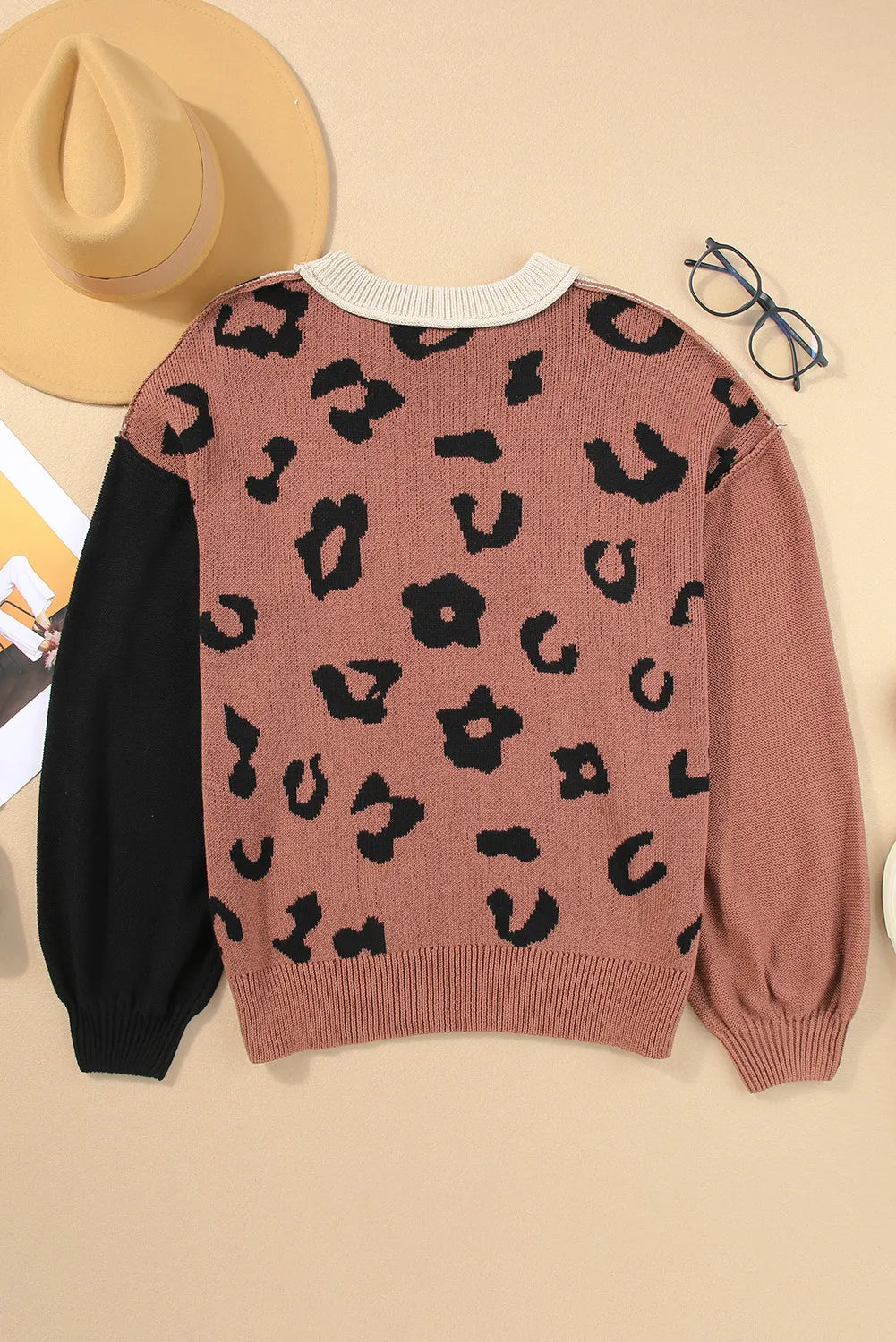 SALE Leopard Round Neck Long Sleeve Sweater was 38.99