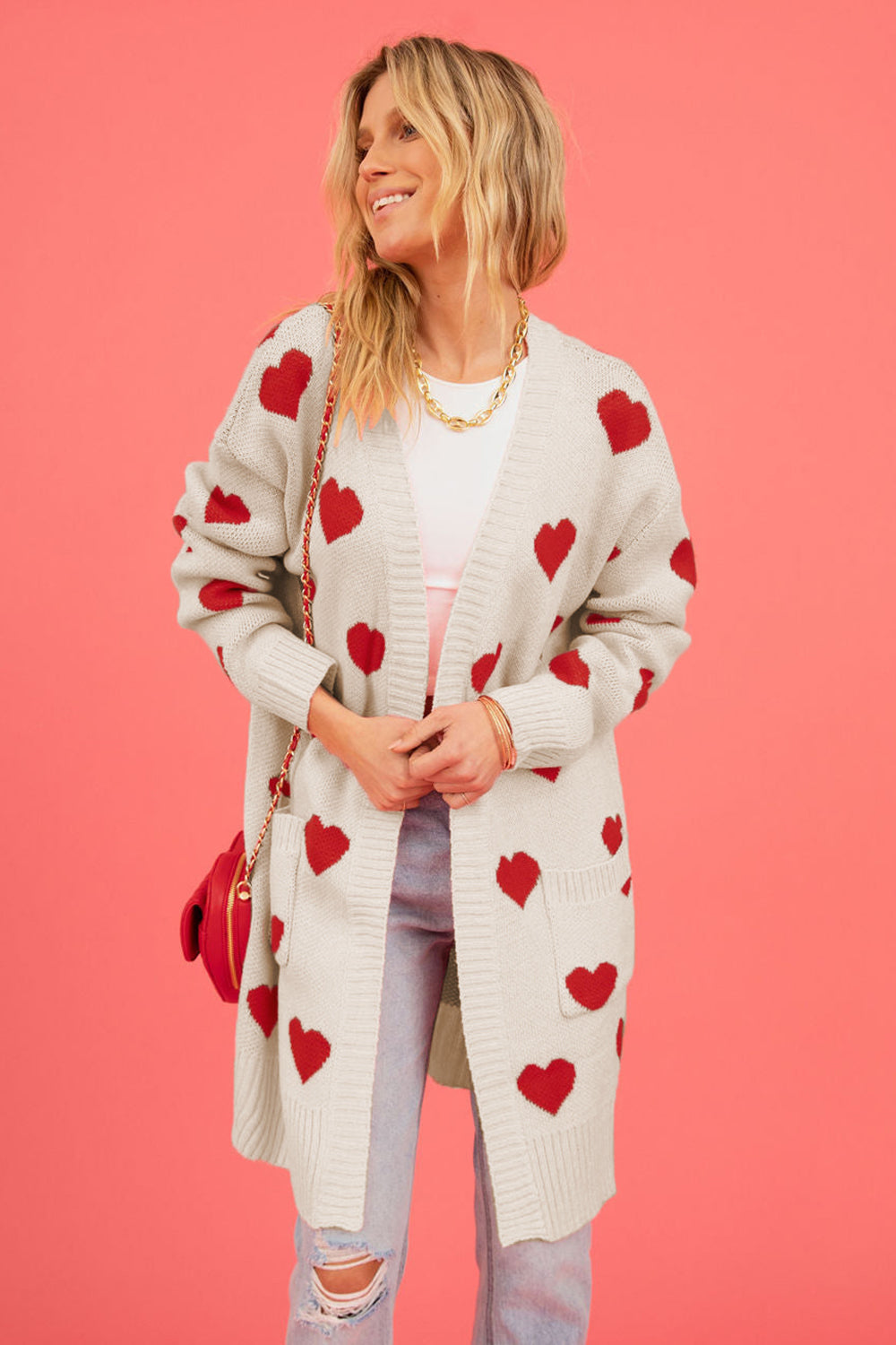 SALE Heart Graphic Cardigan with Pockets was 39.99