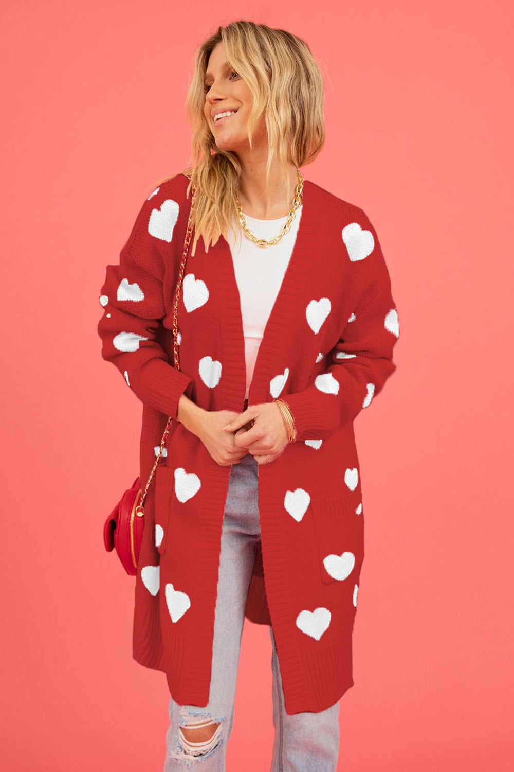 SALE Heart Graphic Cardigan with Pockets was 39.99
