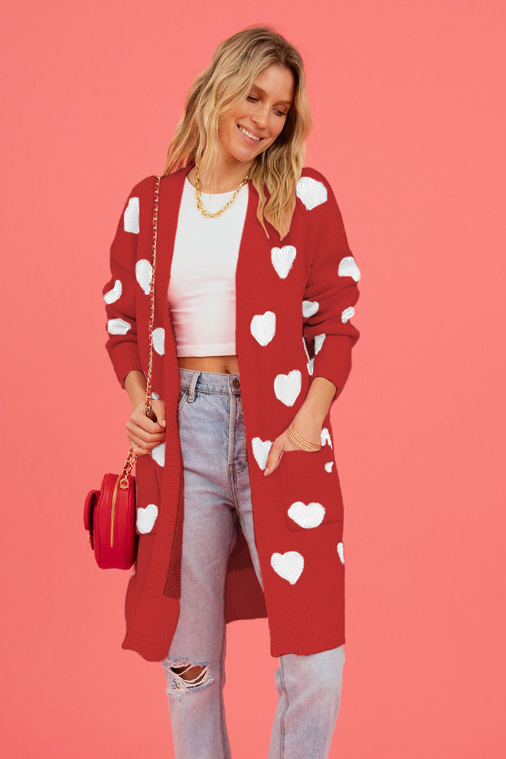 SALE Heart Graphic Cardigan with Pockets was 39.99