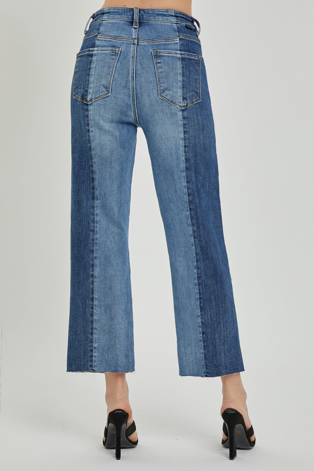 RISEN Mid-Rise Waist Two-Tones Jeans with Pockets SZ 0-3XL
