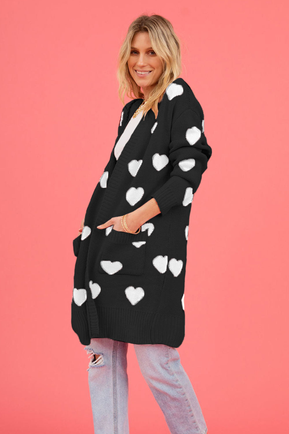 SALE Heart Graphic Cardigan with Pockets was 39.99