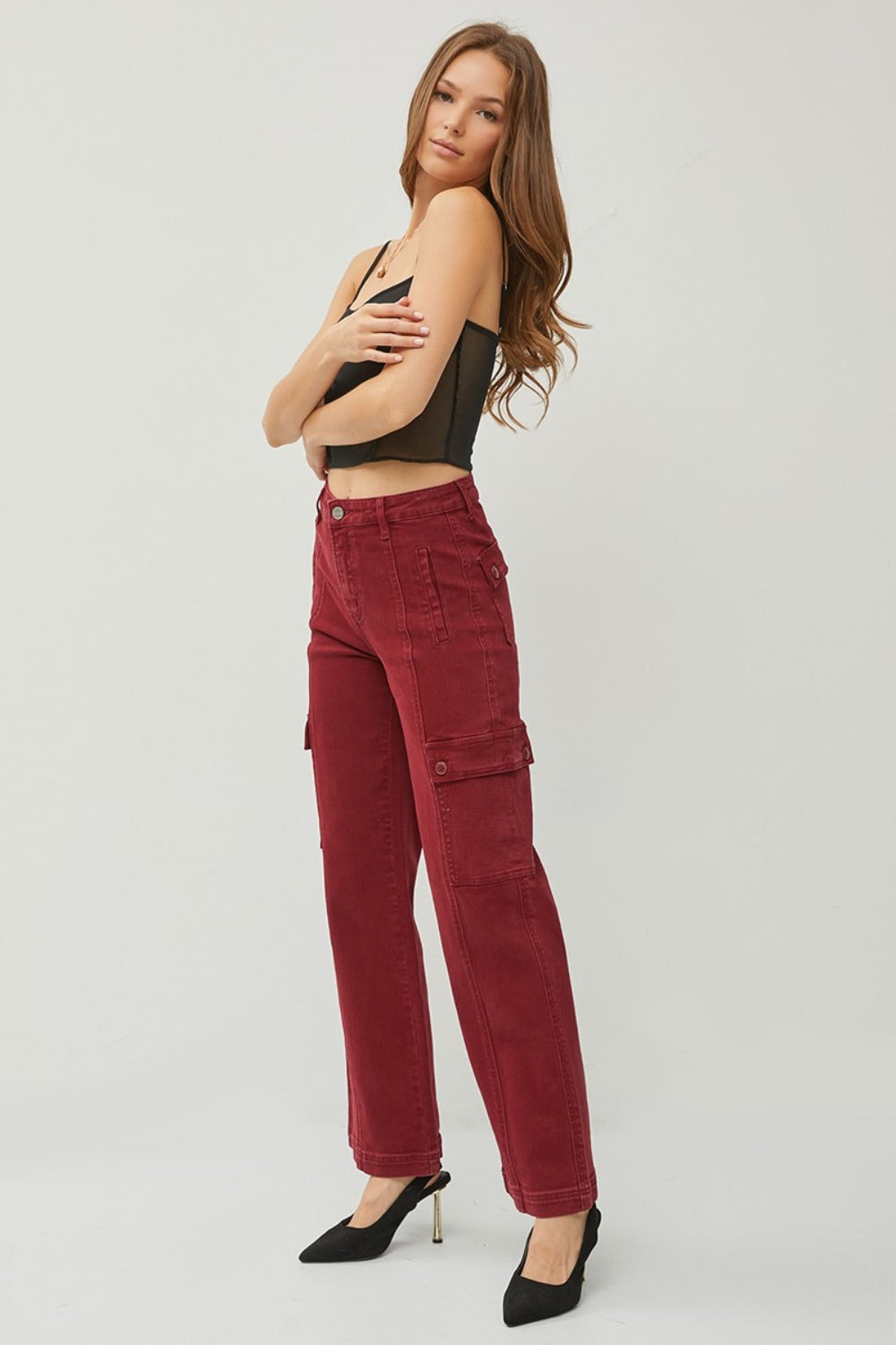 RISEN High Rise Wide Leg Cargo Jeans SZ 0-3XL