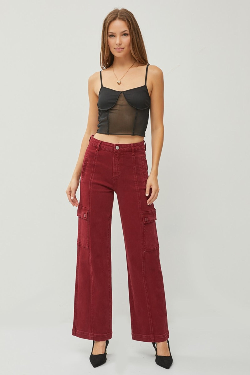 RISEN High Rise Wide Leg Cargo Jeans SZ 0-3XL